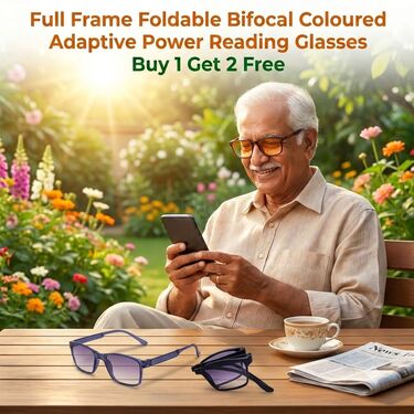 Full Frame Foldable Bifocal Coloured Adaptive Power Reading Glasses Buy 1 Get 2 Free (3FBOC6RG6)