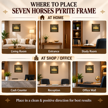 7 Horses On Raw Pyrite Frame with Free Shree Sampurna Yantra (SJF23)