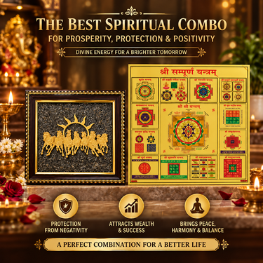 7 Horses On Raw Pyrite Frame with Free Shree Sampurna Yantra (SJF23)