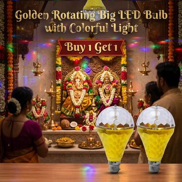 Golden Rotating LED Bulb with Colorful Light - Buy 1 Get 1 (DL11)