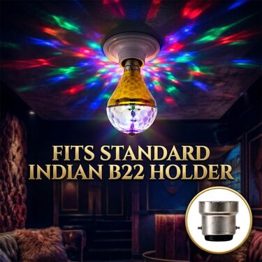 Golden Rotating LED Bulb with Colorful Light - Buy 1 Get 1 (DL11)