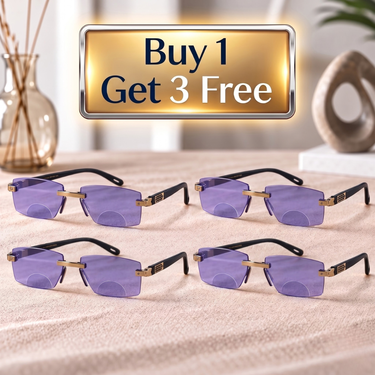 Rimless Bifocal Coloured Adaptive Power Reading Glasses Buy 1 Get 3 Free (4BOC2RG33)