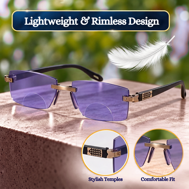 Rimless Bifocal Coloured Adaptive Power Reading Glasses Buy 1 Get 3 Free (4BOC6RG33)