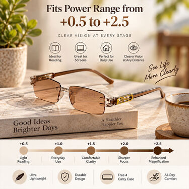 Rimless Coloured Adaptive Power Reading Glasses Buy 1 Get 3 Free (4OC6RG23)