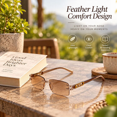 Rimless Coloured Adaptive Power Reading Glasses Buy 1 Get 3 Free (4OC6RG23)