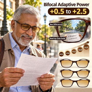 Foldable Bifocal Coloured Adaptive Power Reading Glasses Buy 1 Get 2 Free (3FBOC1RG6)
