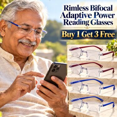 Rimless Bifocal Adaptive Power Reading Glasses Buy 1 Get 3 Free (4BORG51)