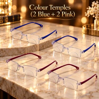 Rimless Bifocal Adaptive Power Reading Glasses Buy 1 Get 3 Free (4BORG51)