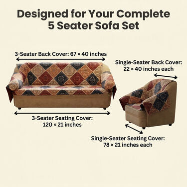 5 Seater Classic Diamond Sofa Cover Set (5SC9)