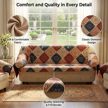 5 Seater Classic Diamond Sofa Cover Set (5SC9)
