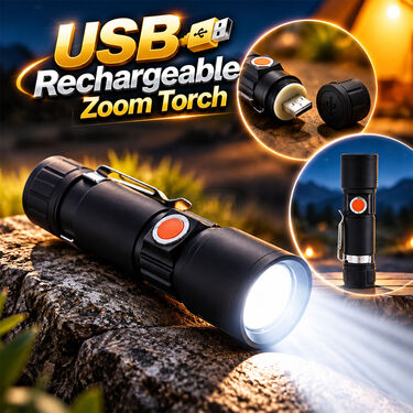 USB Charging Torch With Adjustable Zoom (LL86)