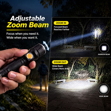 USB Charging Torch With Adjustable Zoom (LL86)