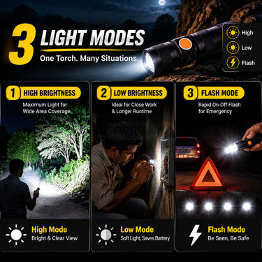 USB Charging Torch With Adjustable Zoom (LL86)