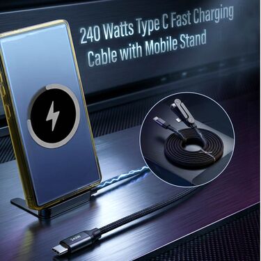 240 Watts Type C Fast Charging Cable With Mobile Stand (CDC40)