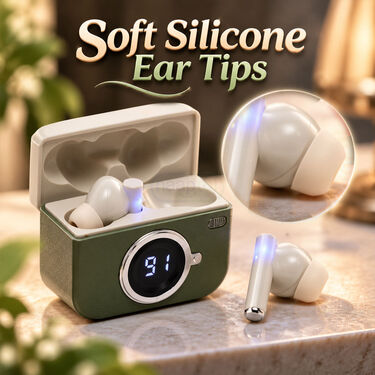 Wireless Bluetooth Earbuds With LED Battery Display Plus Retro Camera Design  (TWS119)