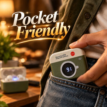 Wireless Bluetooth Earbuds With LED Battery Display Plus Retro Camera Design  (TWS119)