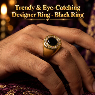 Golden Watch Ring + Chain + Bracelet + Black Designer Ring (GWRCBR)