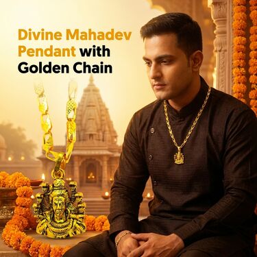 Mahadev Shiva Pendant With Golden Chain (SJPN24)