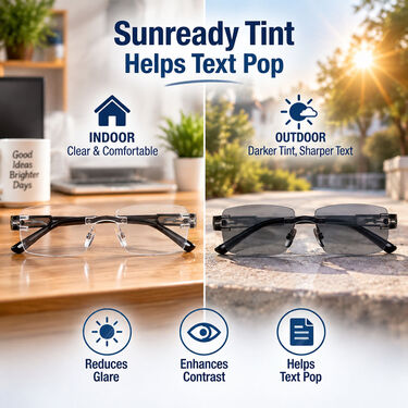 Rimless Coloured Adaptive Power Reading Glasses Buy 1 Get 2 Free (3OC6RG23)