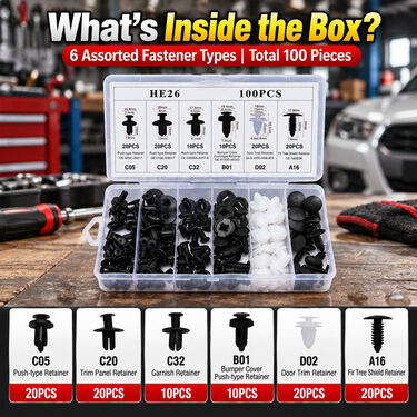 100PCS Universal Car Push Retainer Clips & Automotive Fastener Kit (HT208)