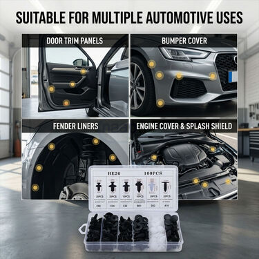 100PCS Universal Car Push Retainer Clips & Automotive Fastener Kit (HT208)