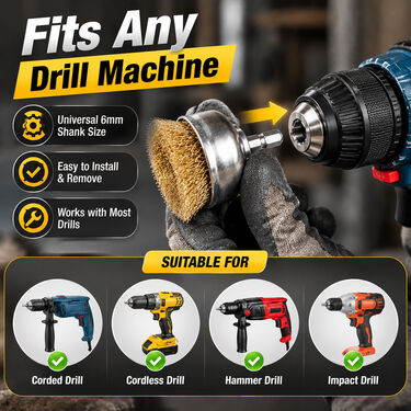 Set of 3 Steel Wire Brush Head For Electric Drill (DA7)