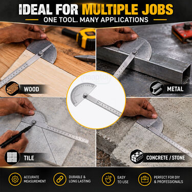 Professional Stainless Steel Angle Finder & Protractor Ruler (HT211)