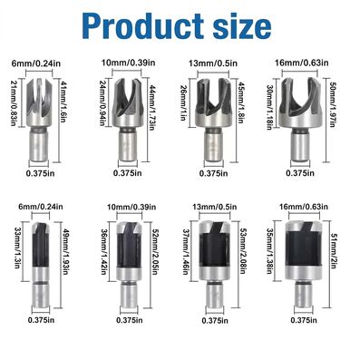 8-Piece Wood Plug Cutter Set With Round Shank (DA8)