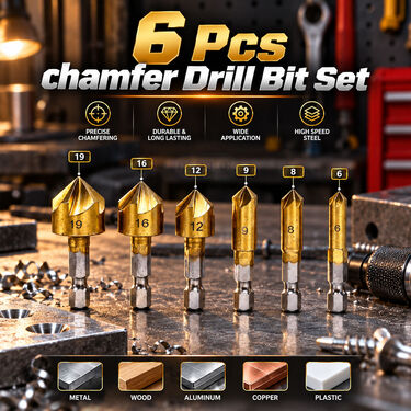 7-Piece Chamfer Cutter With Auto Center Punch For Wood & Metalworking (DA10)