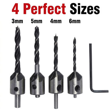 4 Piece Countersink Drill Bit Set For Woodworking (DA9)