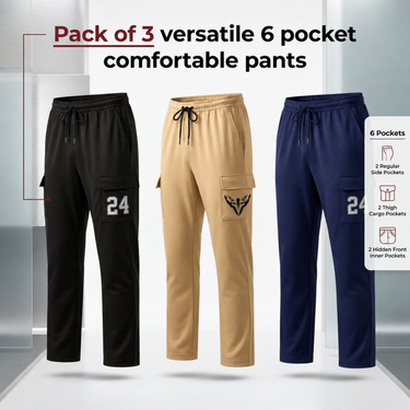 Pack of 3 Versatile 6 Pocket Comfortable Pants (3spt28)