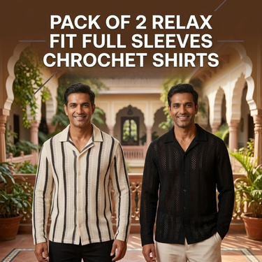 Pack of 2 Relax Fit Full Sleeves Chrochet Shirts (2SM2)