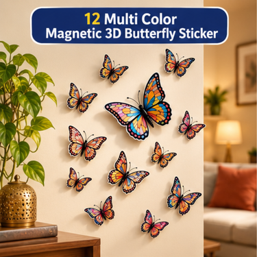 12 Multi Color Magnetic 3D Butterfly Sticker (DRB5)