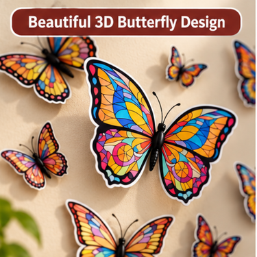12 Multi Color Magnetic 3D Butterfly Sticker (DRB5)