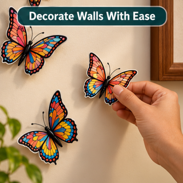 12 Multi Color Magnetic 3D Butterfly Sticker (DRB5)