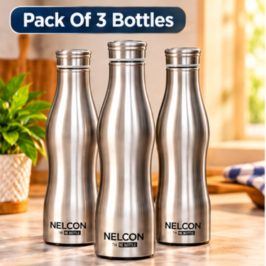 Pack of 3 Stainless Steel Water Bottles - 750ml (3B13)