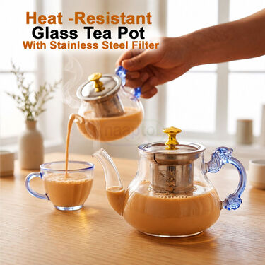 Heat-Resistant Glass Tea Pot With Stainless Steel Filter (GTP)