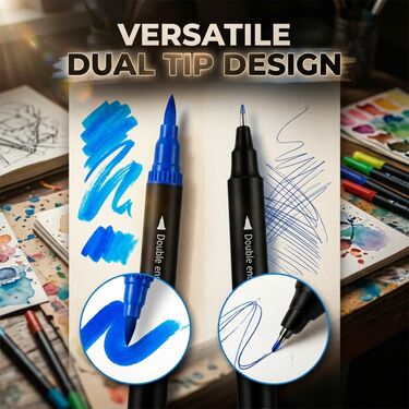 12 Pcs Dual Tip Brush Pens (STA13)