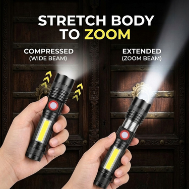 Rechargeable LED Torch Light With Zoomable Metal Body (LL92)