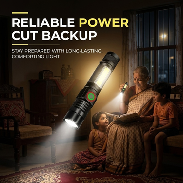Rechargeable LED Torch Light With Zoomable Metal Body (LL92)