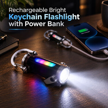 Rechargeable Bright Keychain Flashlight with Power Bank (LL93)