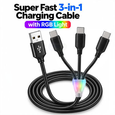 Super Fast 3-in-1 Charging Cable with RGB Light (CDC41)