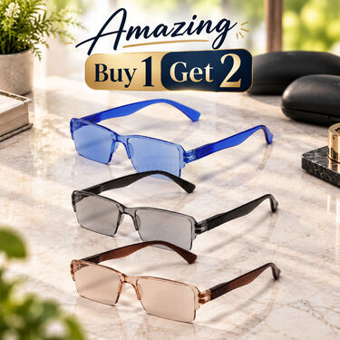 Rimless Coloured Adaptive Power Reading Glasses Buy 1 Get 2 Free (3OC6RG55)