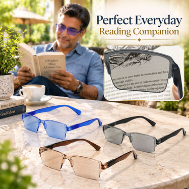 Rimless Coloured Adaptive Power Reading Glasses Buy 1 Get 2 Free (3OC6RG55)