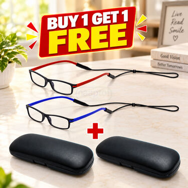 2 Adaptive Power Reading Glasses with Free Ajustable Neckband Strap (2ORG61)
