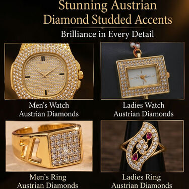 Golden Mens & Ladies Watch with Free Mens & Ladies Ring (MLGWFR2)