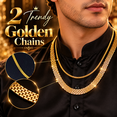 Golden Watch + 2 Golden Chain + Bracelet + Ring (MGW2CBR26)