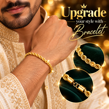 Golden Watch + 2 Golden Chain + Bracelet + Ring (MGW2CBR26)