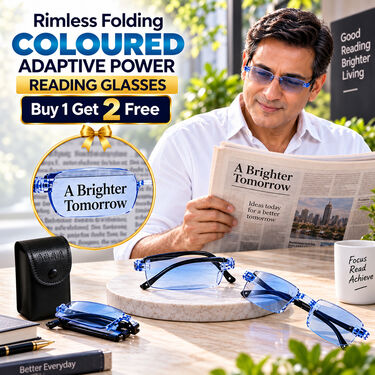 Rimless Folding Coloured Adaptive Power Reading Glasses Buy 1 Get 2 Free (3FOC3RG1)