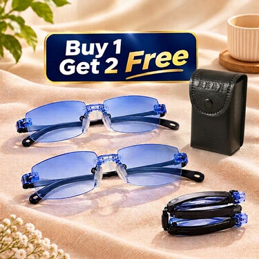 Rimless Folding Coloured Adaptive Power Reading Glasses Buy 1 Get 2 Free (3FOC3RG1)
